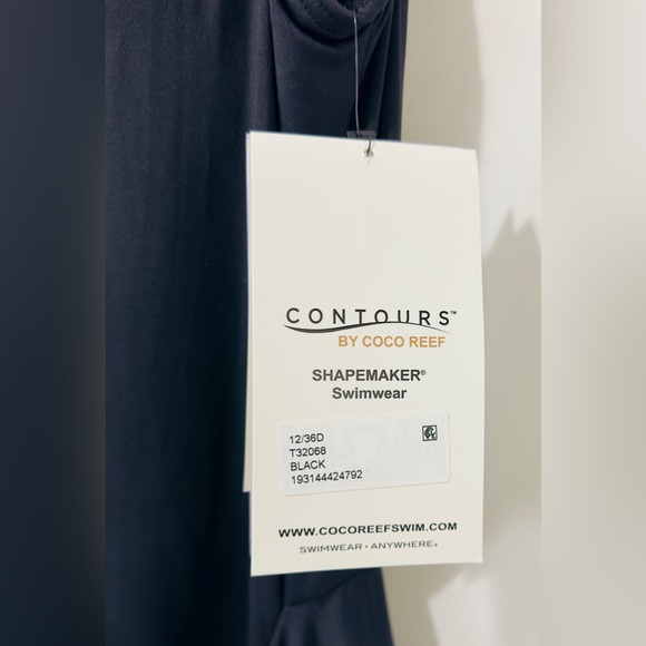 Coco Reef Contours Shapemaker Black One Shoulder Swimsuit Attached Saron… - Picture 8 of 11